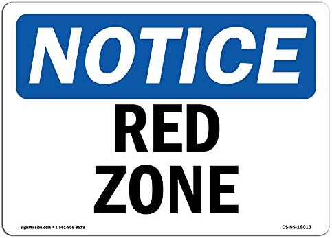 סימן הודעה על OSHA - אזור אדום | מדבקות תווית ויניל | הגן על העסק שלך, אתר הבנייה, המחסן והחנות שלך | מיוצר בארהב